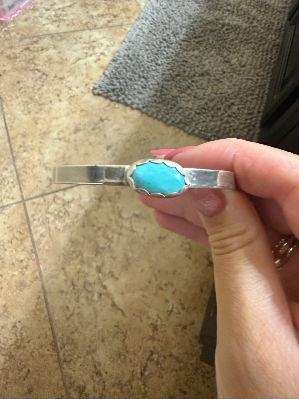 Silver Bracelet with Turquoise Stone - Women's Jewelry